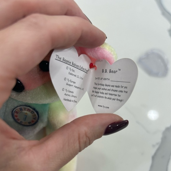 Rare Birthday Bear Beanie Babie with tag error - Picture 3 of 4